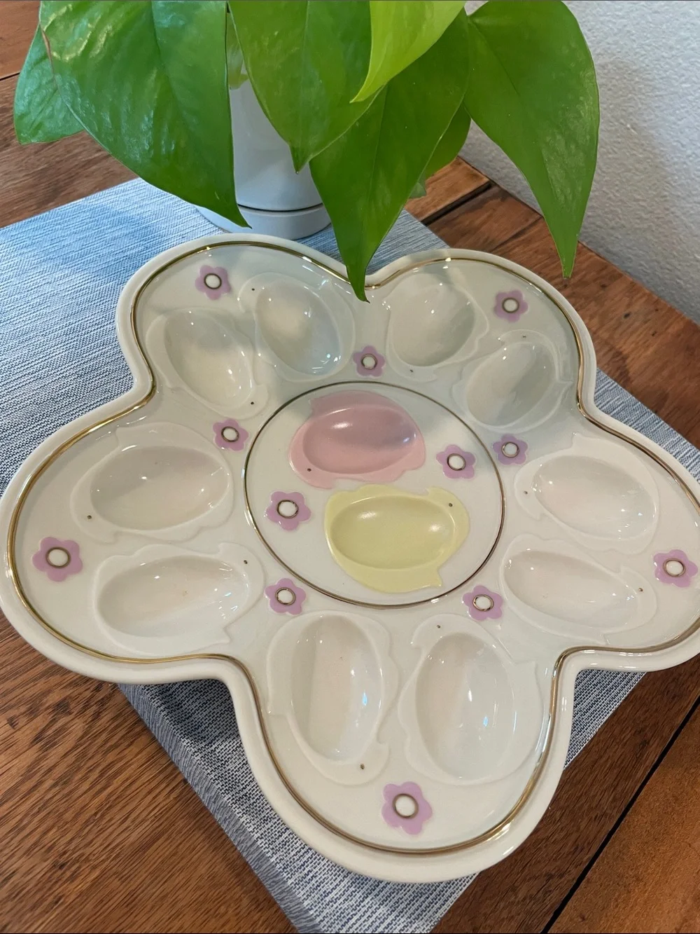 Lenox Peeps Deviled Egg Platter | Floral Ceramic Serving Dish | Retired